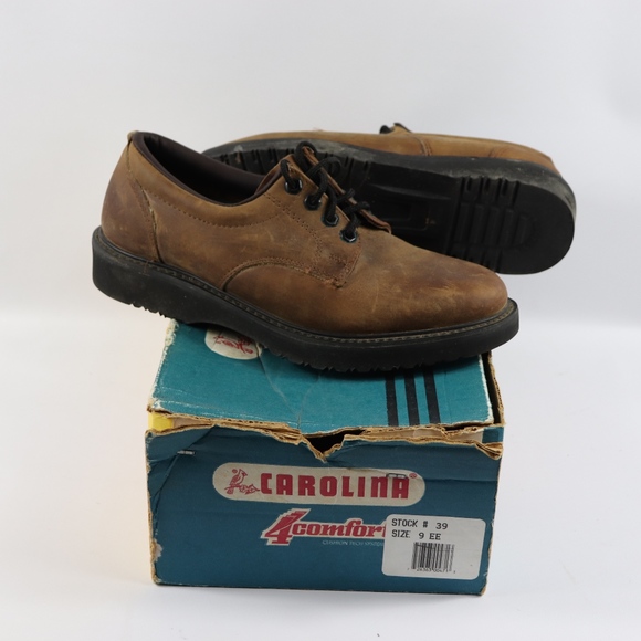 Vtg New Carolina Mens EE Leather Work Shoes Brown main image 6